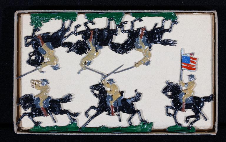 PARTI TENNSOLDATER, 9 askar, bla Tenngjuteriet Mars, Stockholm. Tidigt 1900-tal.