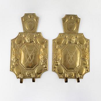 A pair of brass wall sconces, 19th Century.