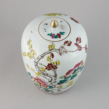 A famille rose jar with cover, China, 20th Century.