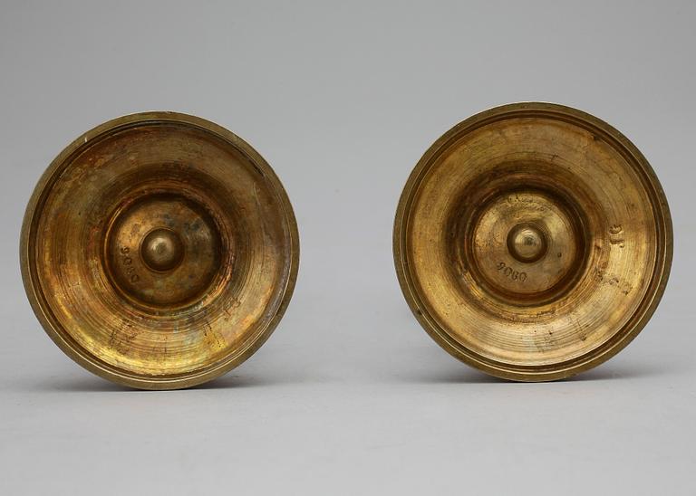 LJUSSTAKAR, ett par, brons, märkta JG,1800-talets slut.