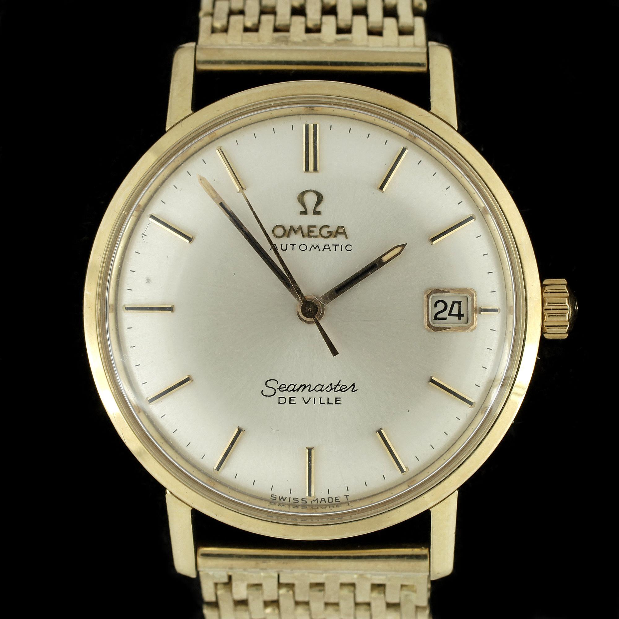HERRARMBANDSUR, guld, Omega, Seamaster De Ville. Totalvikt tot ca 75 gram.