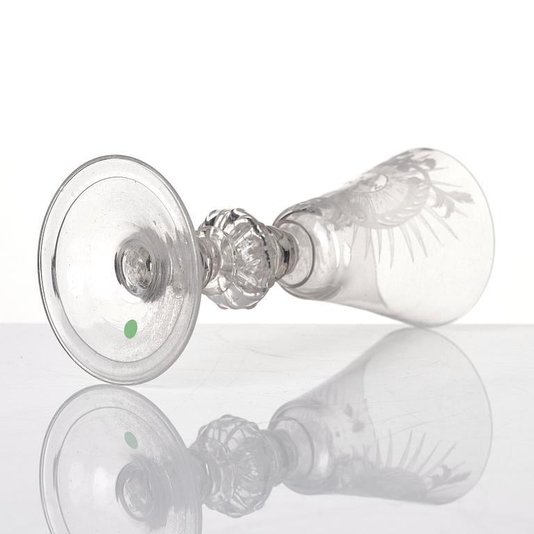 A Swedish Glass goblet, Kungsholms glasbruk, 1700-tal.