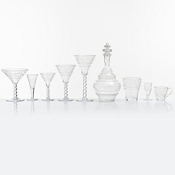 Simon Gate, a 61-piece 'Molnet' glass service, Orrefors.
