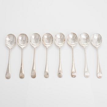 A set of eight sterling silver bouillon spoons, Walker & Hall, Sheffield 1897.