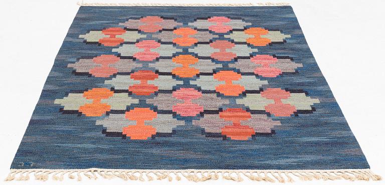 Judith Johansson, a carpet, 'Lyktor', flat weave, approximately 248 x 166 cm, signed JJ.