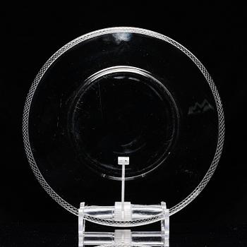 Edward Hald, an engraved glass bowl with plate, Orrefors, Sweden, 1926, model 305, engraved by Emil Goldmann.