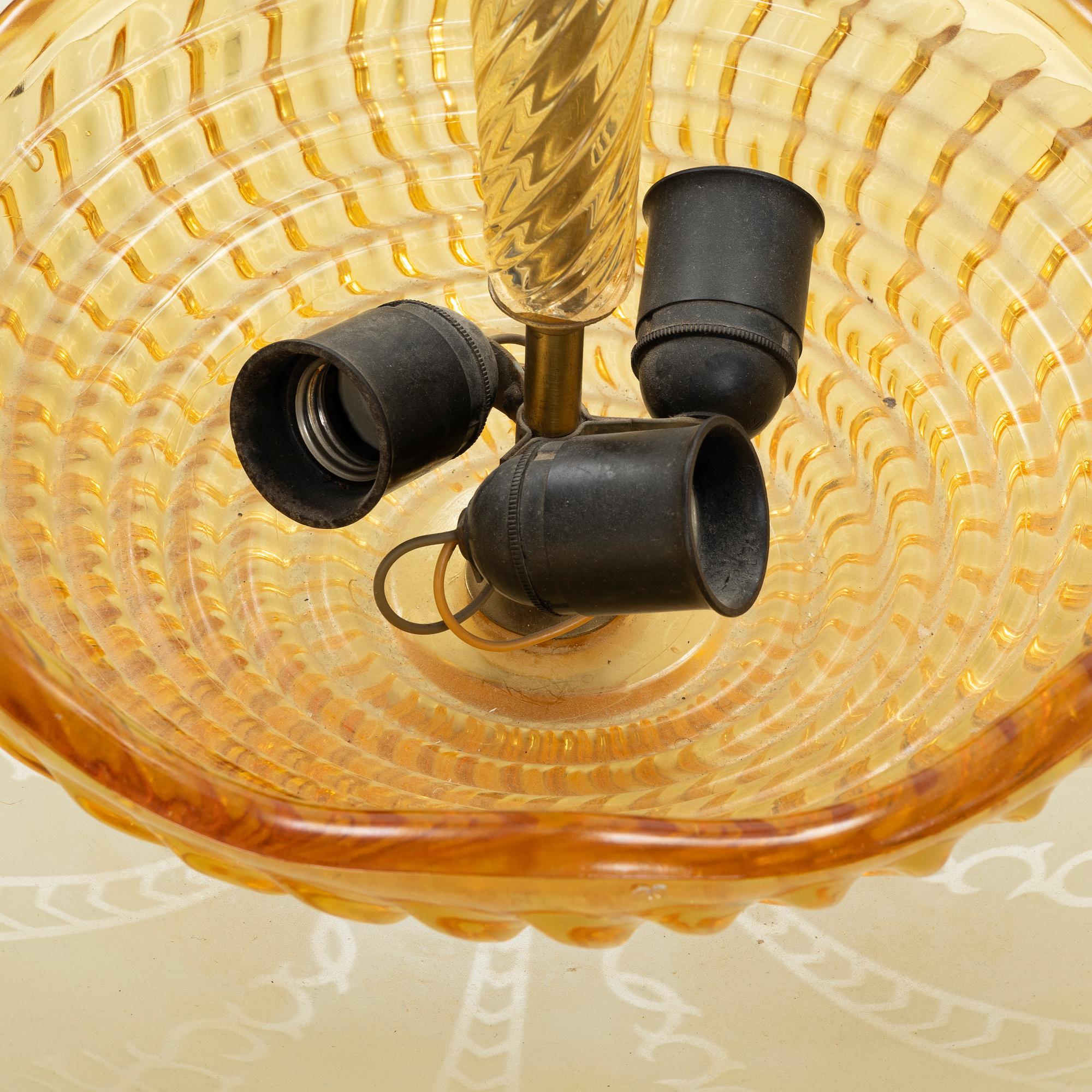 Ceiling lamp, Orrefors, Swedish Modern 1940s.
