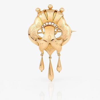 BROSCH, 18K guld, John Petterssons Eftr Juvelerar Ab, Stockholm, 1918. Vikt ca 8g.