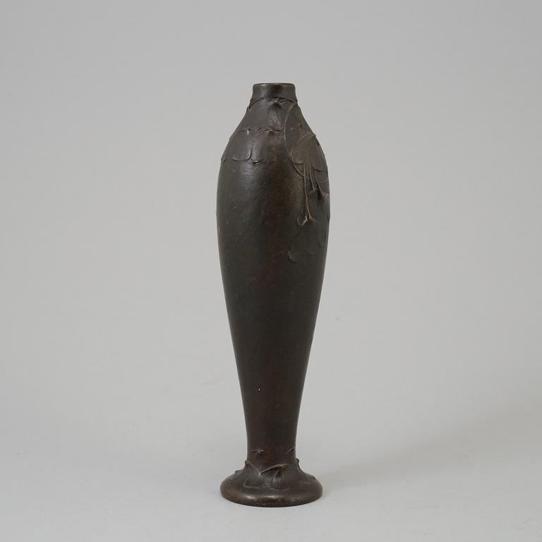 An early 20th century Swedish Art Noveau patinated bronze vase by HUGO ELMQVIST.