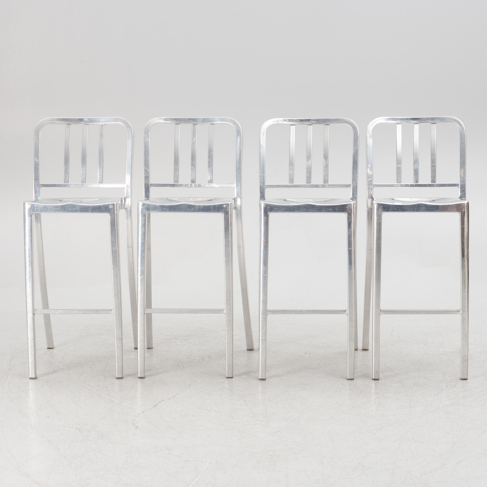 Philippe Starck, four 'Navy Chair' bar chairs, Emeco.