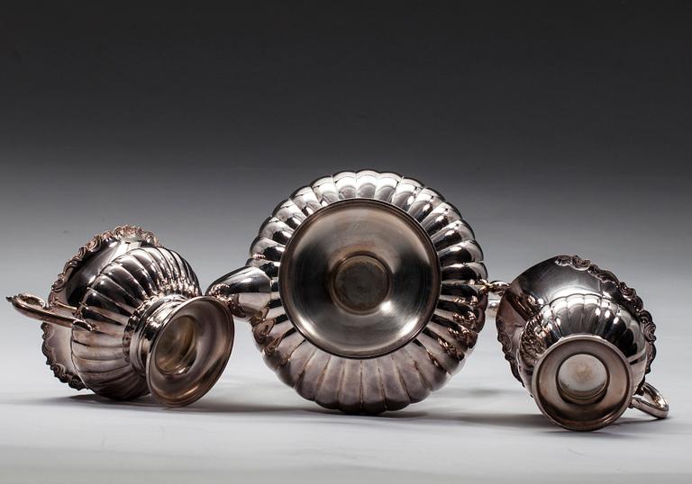 KAFFESERVIS, silver, 3 delar, Kultakeskus, Tavastehus 1972-73. Tot. vikt 812 g.