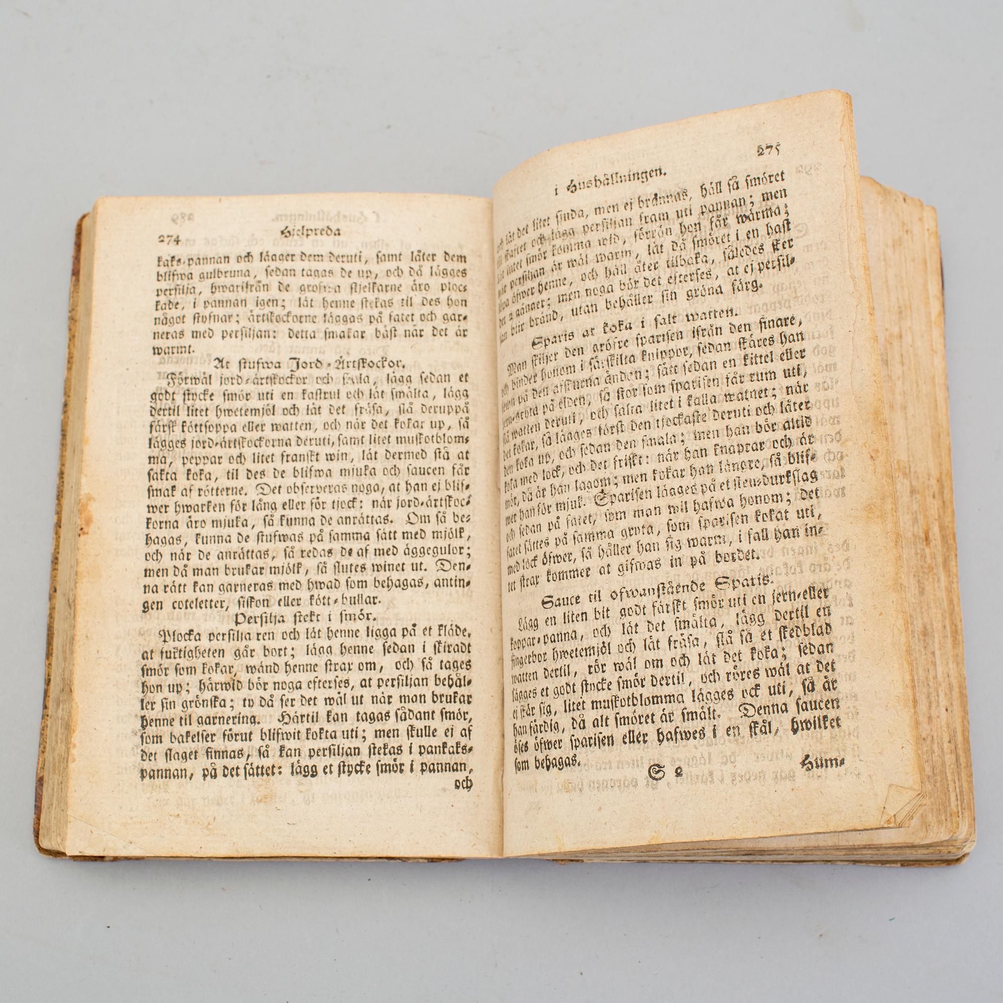 Two cook books from 1795 and 1796.