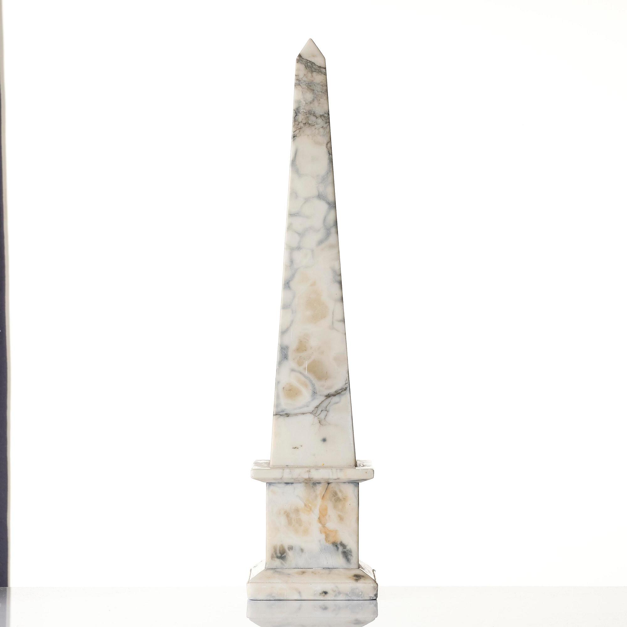 A Italian white marble obelisk, 20th century.