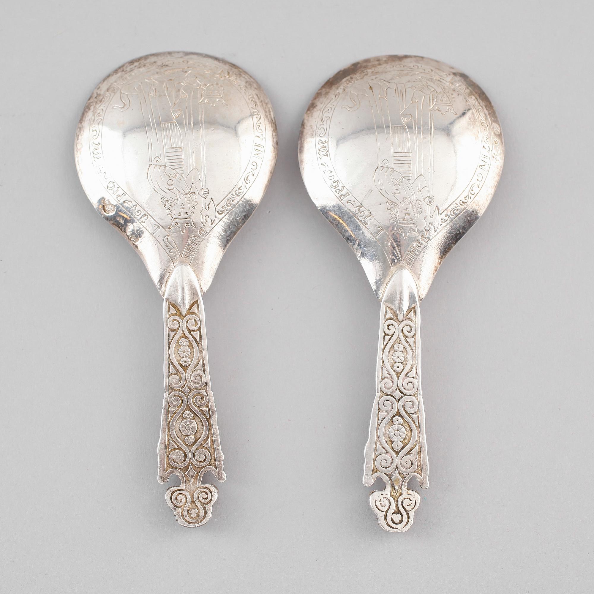 SUPSKEDAR, 1 par, silver, möjligen Holland, 1900-tal. Vikt ca 120 gram.