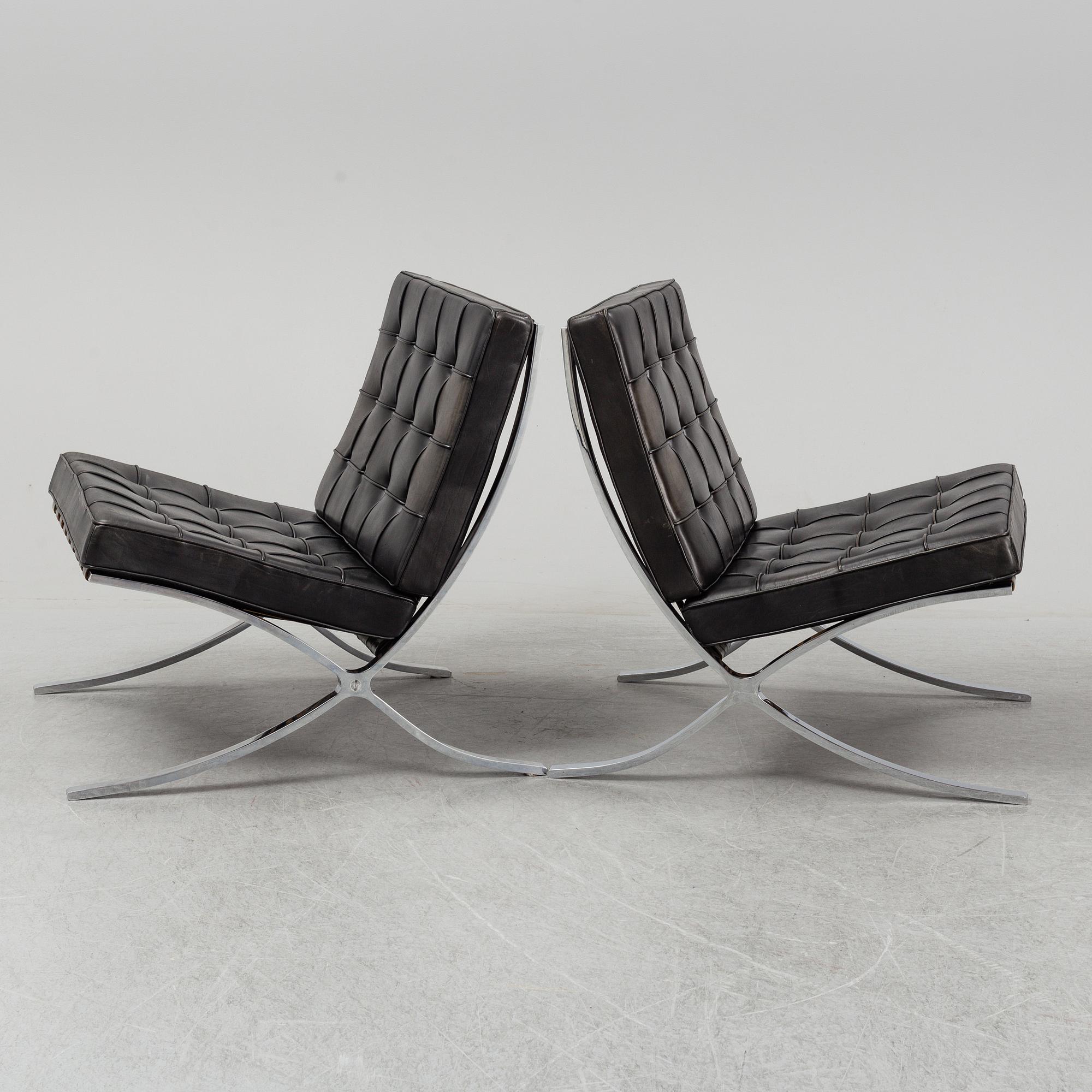 LUDWIG MIES VAN DER ROHE, fåtöljer, ett par, "Barcelona". Knoll International, 1960-tal.