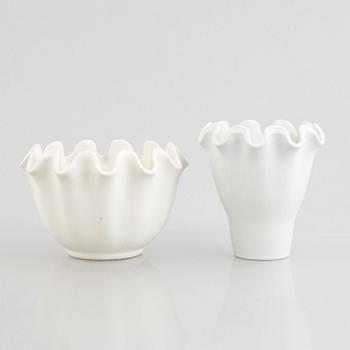 Wilhelm Kåge, skålar, 3 st samt vas, "Våga", Gustavsberg.