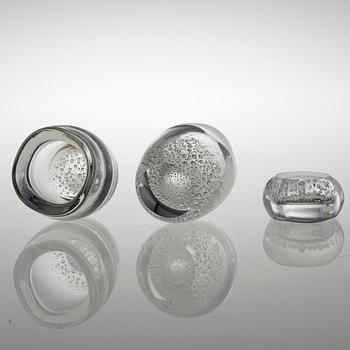 KAJ FRANCK, BOWLS, 3 pcs, glass, signed K. Franck Iittala.