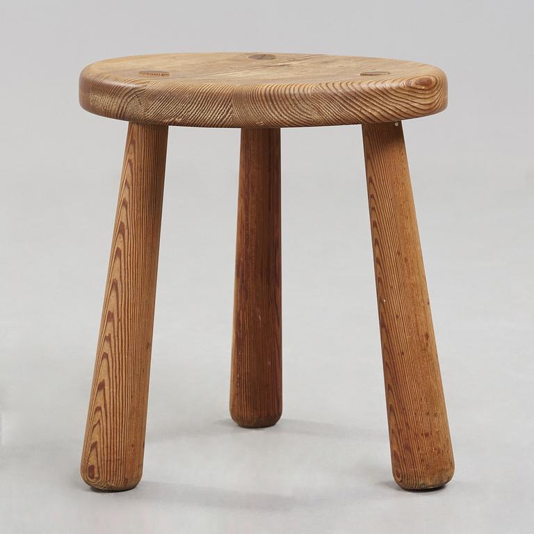 An Axel Einar Hjorth stained pine 'Utö' stool, Nordiska Kompaniet, Sweden 1930's.