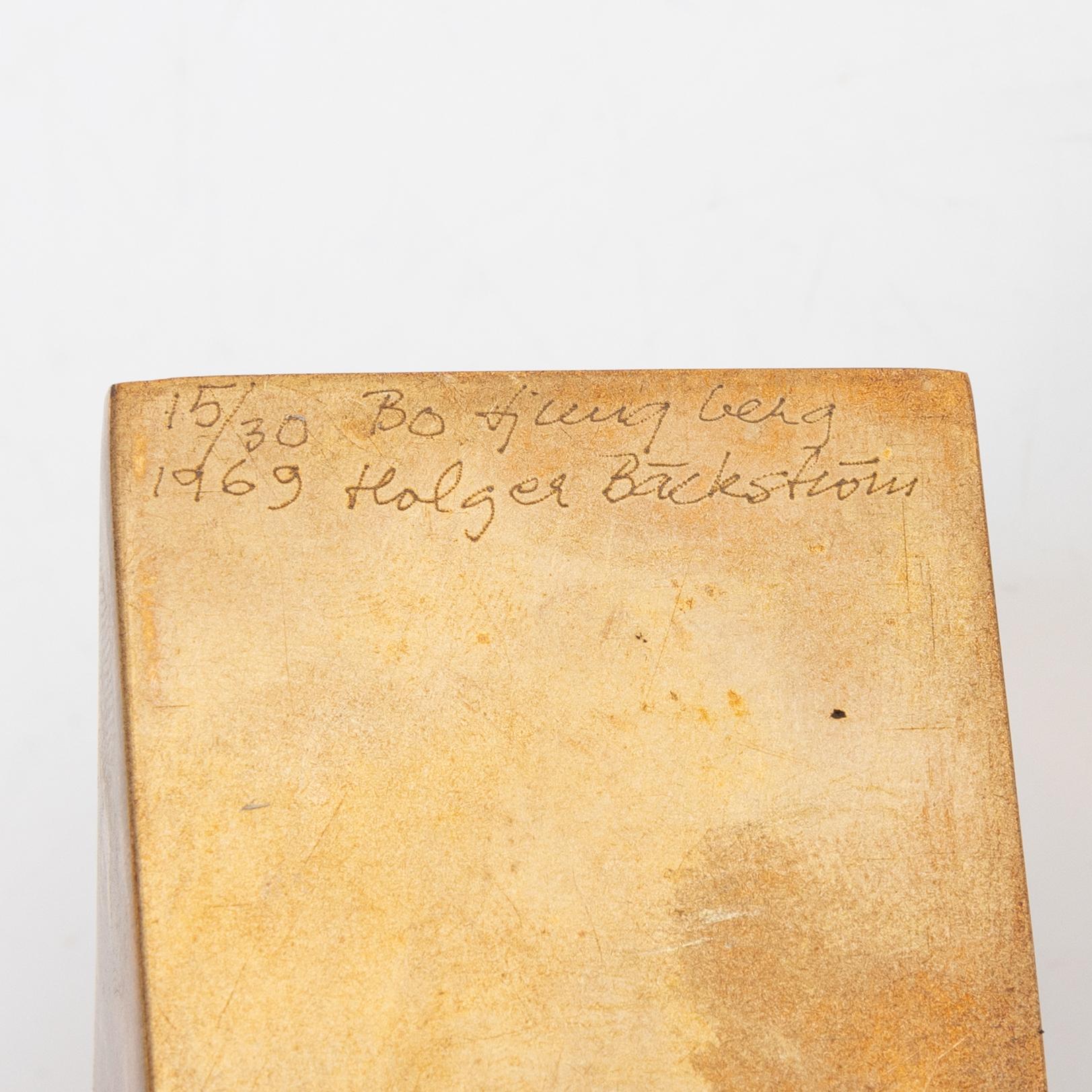 Bo Ljungberg & Holger Bäckström, skulptur, mässing, signerad, daterad 1969 och numrerad 15/30.