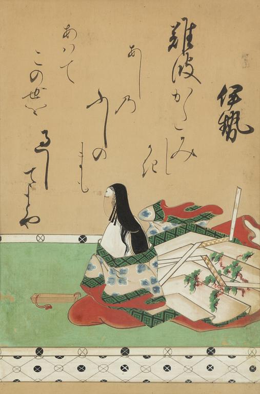 Unidentified artist, five paintings, themes from the series "One hundred poets, one hundred poems" 百人一首 (Hyakunin Isshu).