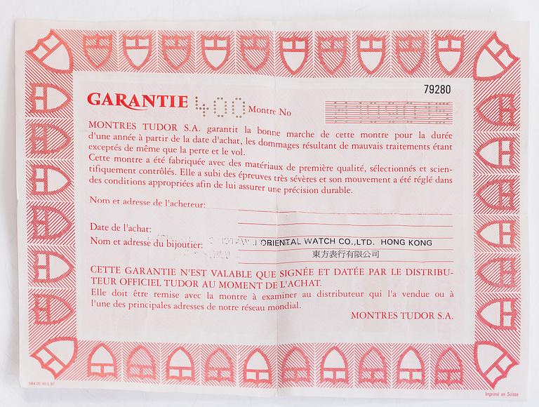 Tudor, Prince Date, "Non-Tiger", chronograph, wristwatch, 39.5 mm.