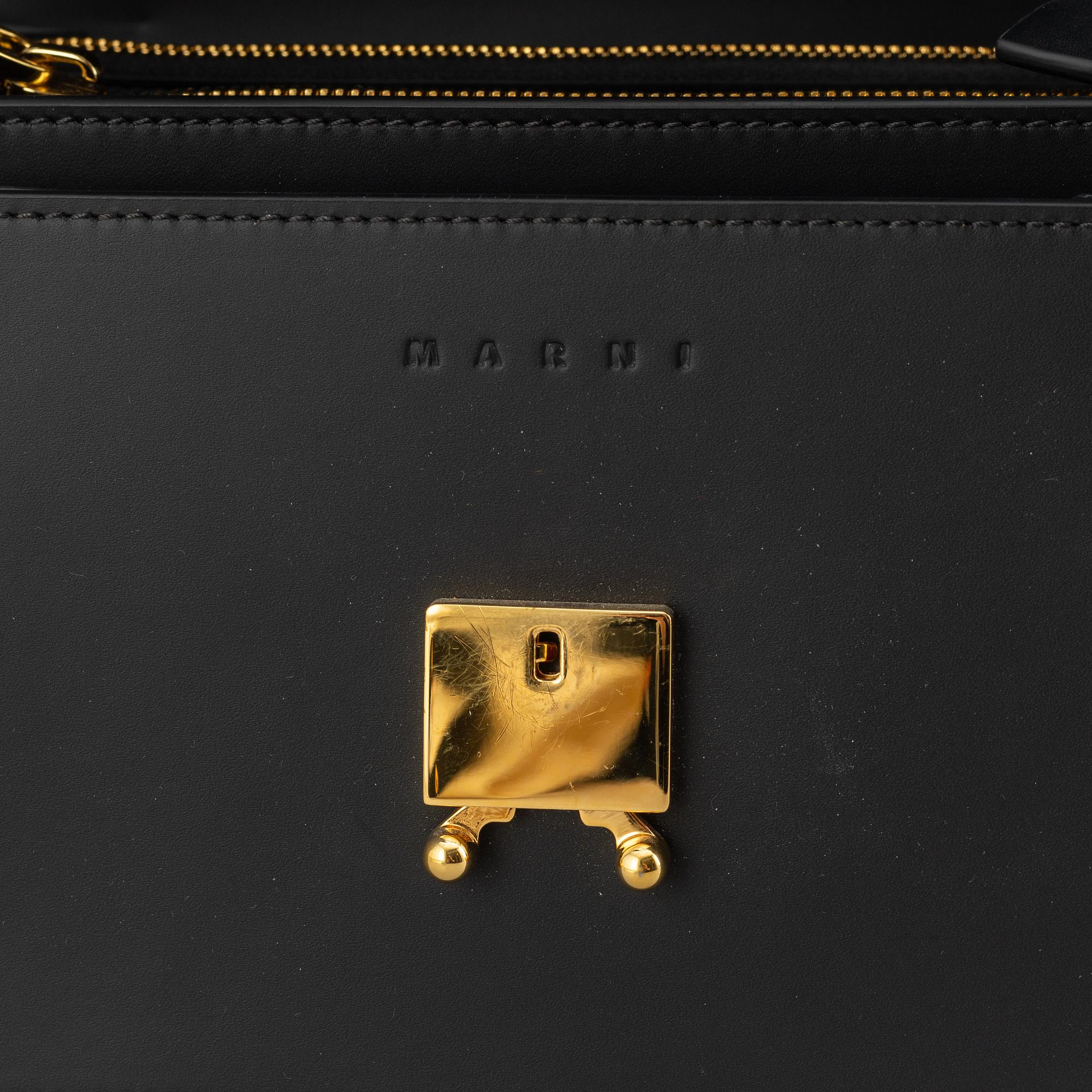 Marni, a black leather 'Trunk' cross body bag, 2019.