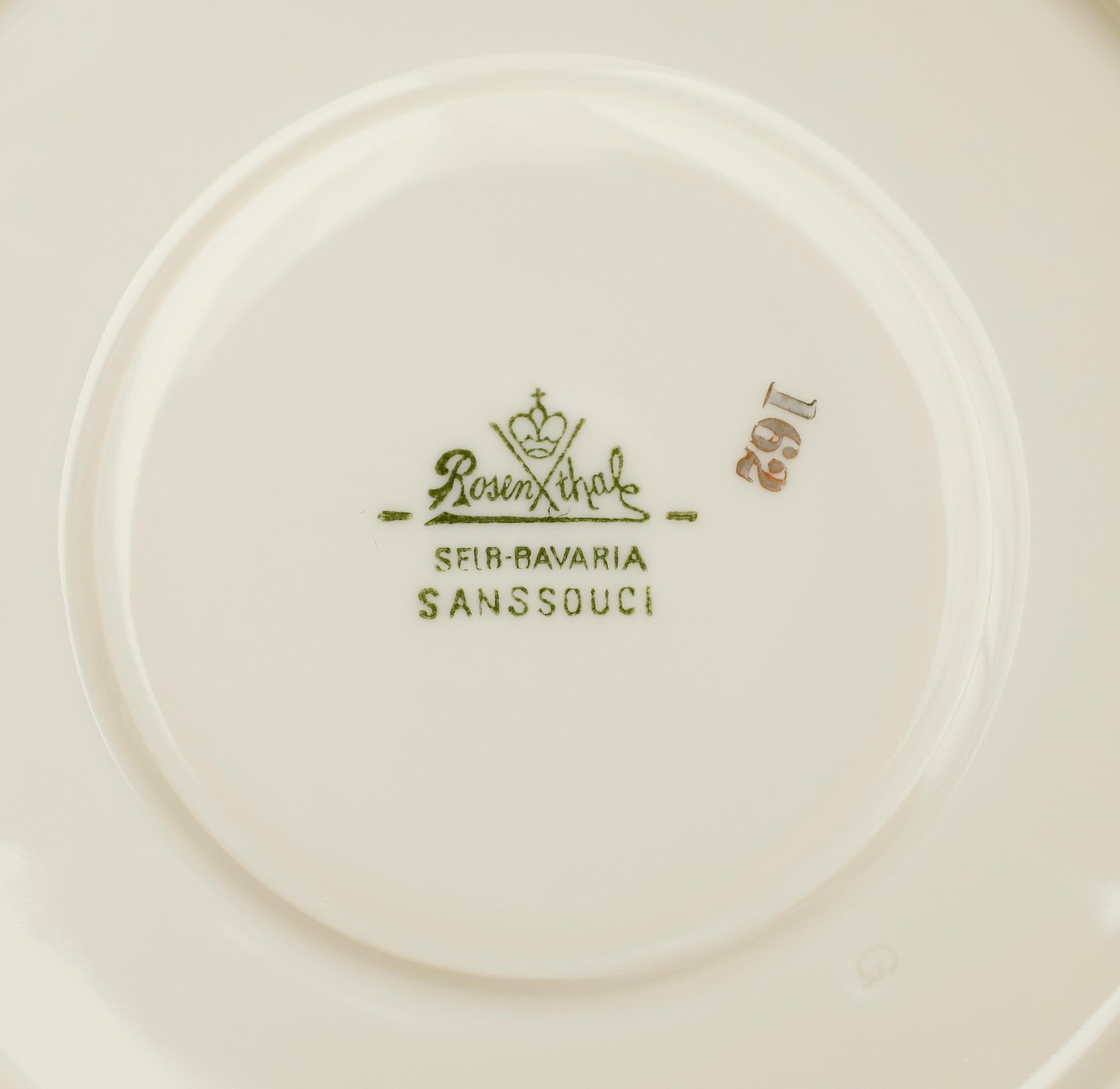 KAFFESERVIS, 36 del, porslin, "Sanssouci", Rosenthal.