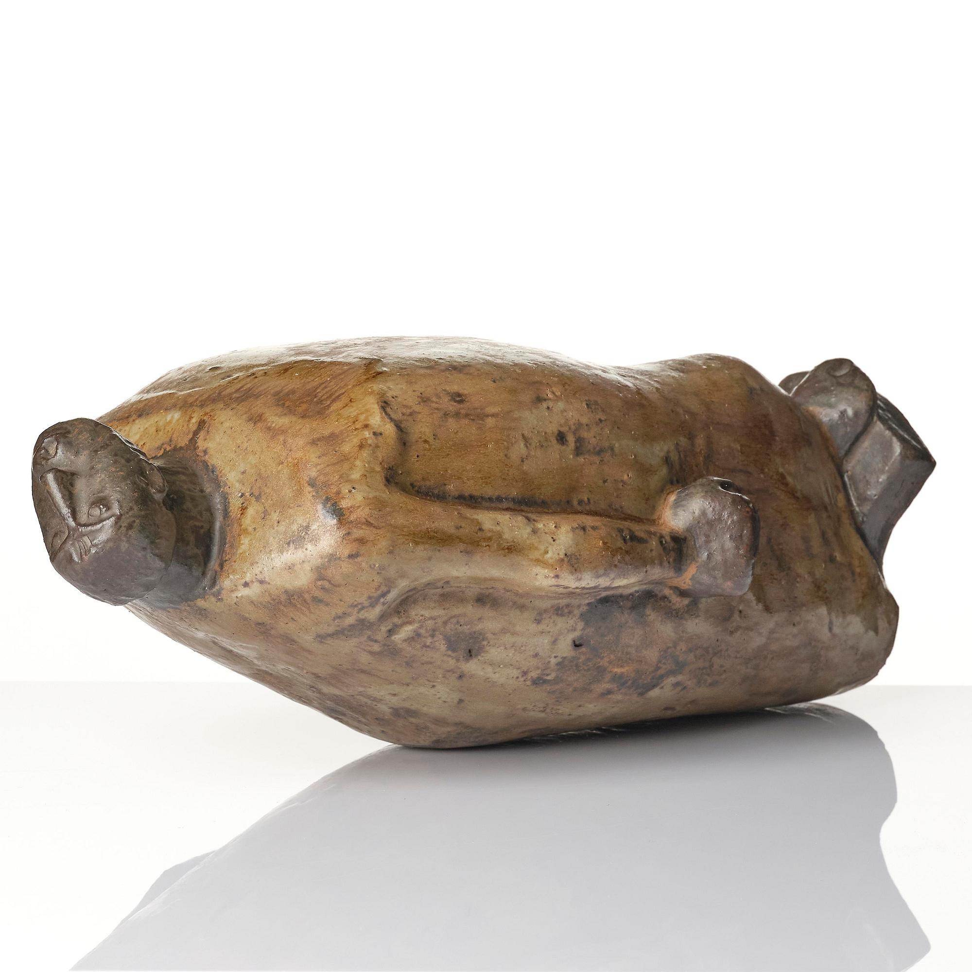 Åke Holm, a stoneware sculpture, "Mose trampar på lagtavlorna" (Moses Shatters the Tablets), Höganäs, 1950s.