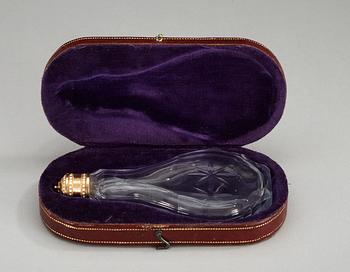 A Rococo cut glass perfume bottle with stopper, 18th Century.