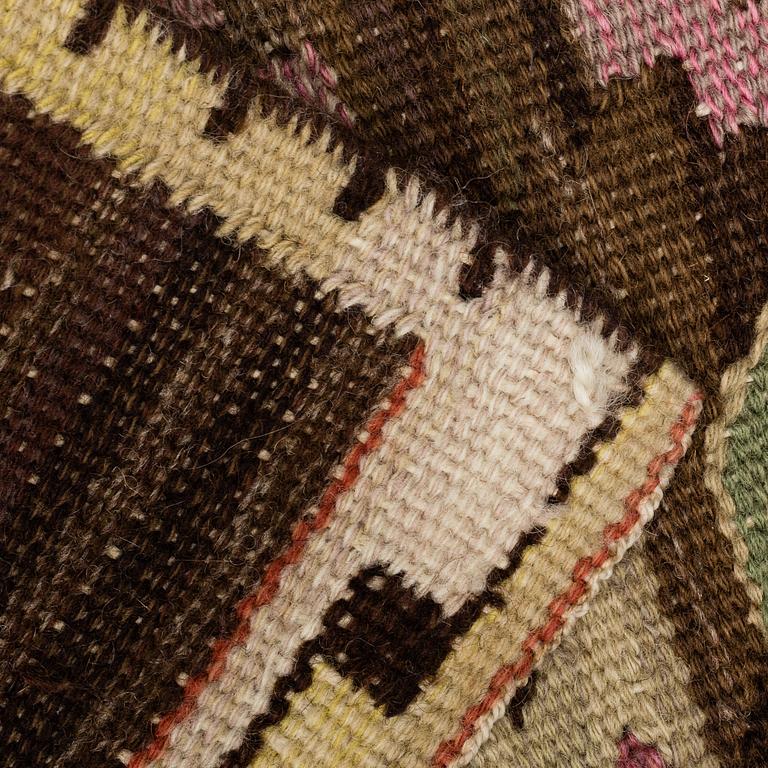 A TEXTILE, a detail from the textile "Juniblommor", tapestry weave, ca 37 x 41 cm, signed MMF.