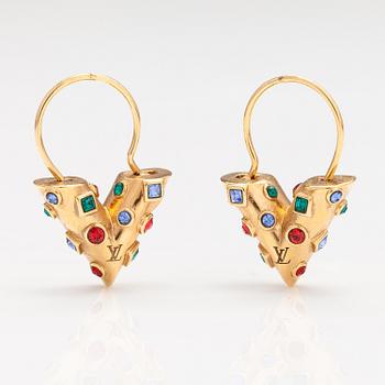 Louis Vuitton, "Essential V Planète" hoop earrings. Marked Italy.