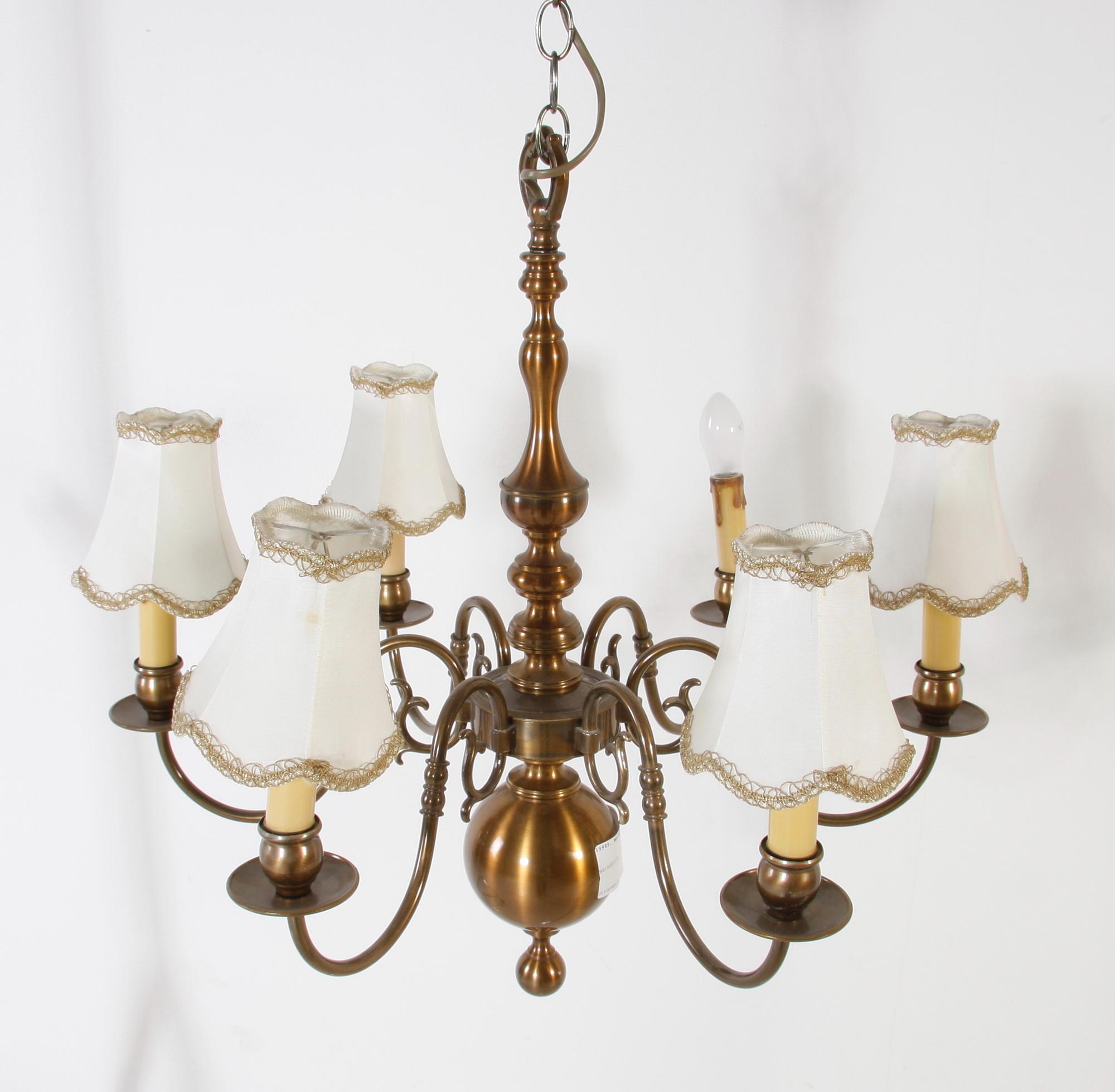 LJUSKRONA, 6 ljusarmar. Mässing. Barockstil. H 60.