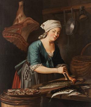 Pehr Hilleström, "En Qvinna som ränsar fisk" (= A woman who cleans the fish).