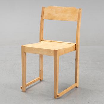 A set of five stackable birch chairs, mid 20th Century.