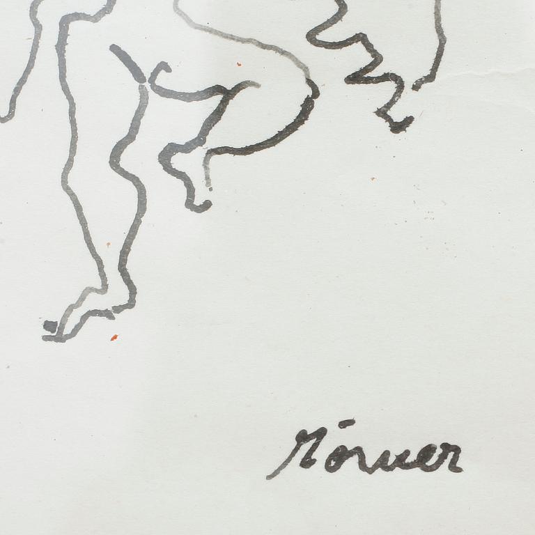 STELLAN MÖRNER, tuschteckning, signerad.