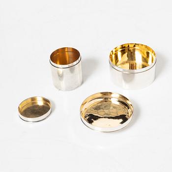 Four Swedish silver boxes, 19th century, most with mark of JP Grönvall, Stockholm.