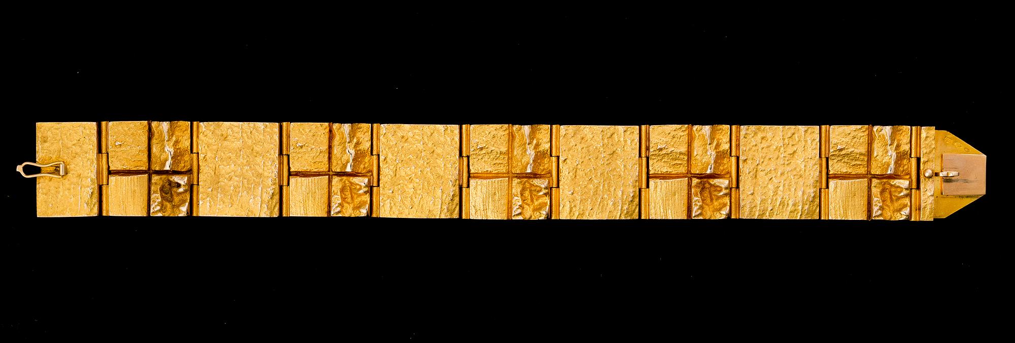 BJÖRN WECKSTRÖM, RANNEKORU, Neliönmuodot, 14K kultaa, Lapponia 1970.