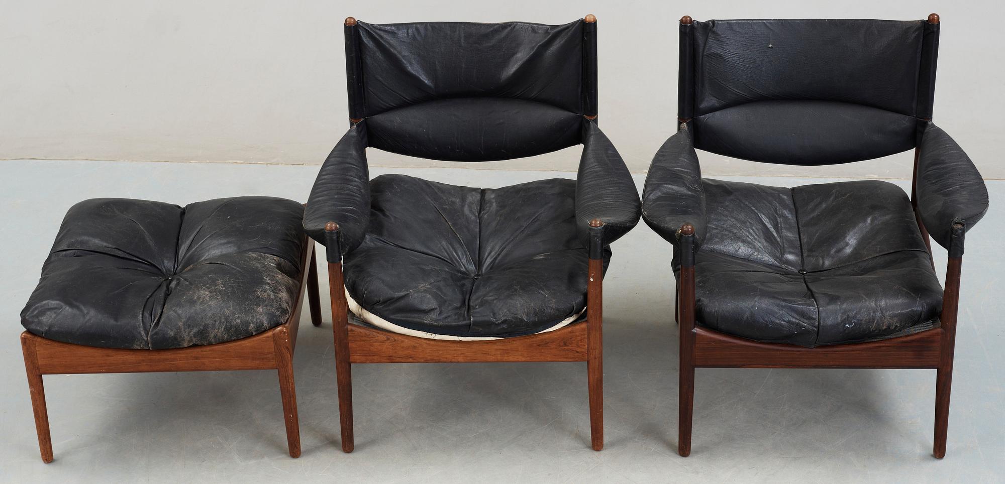 FÅTÖLJER OCH FOTPALL, ett par + 1, "Modus", Christian Vedel, Danmark, Sören Willadsen Möbelfabrik, 1960-tal.
