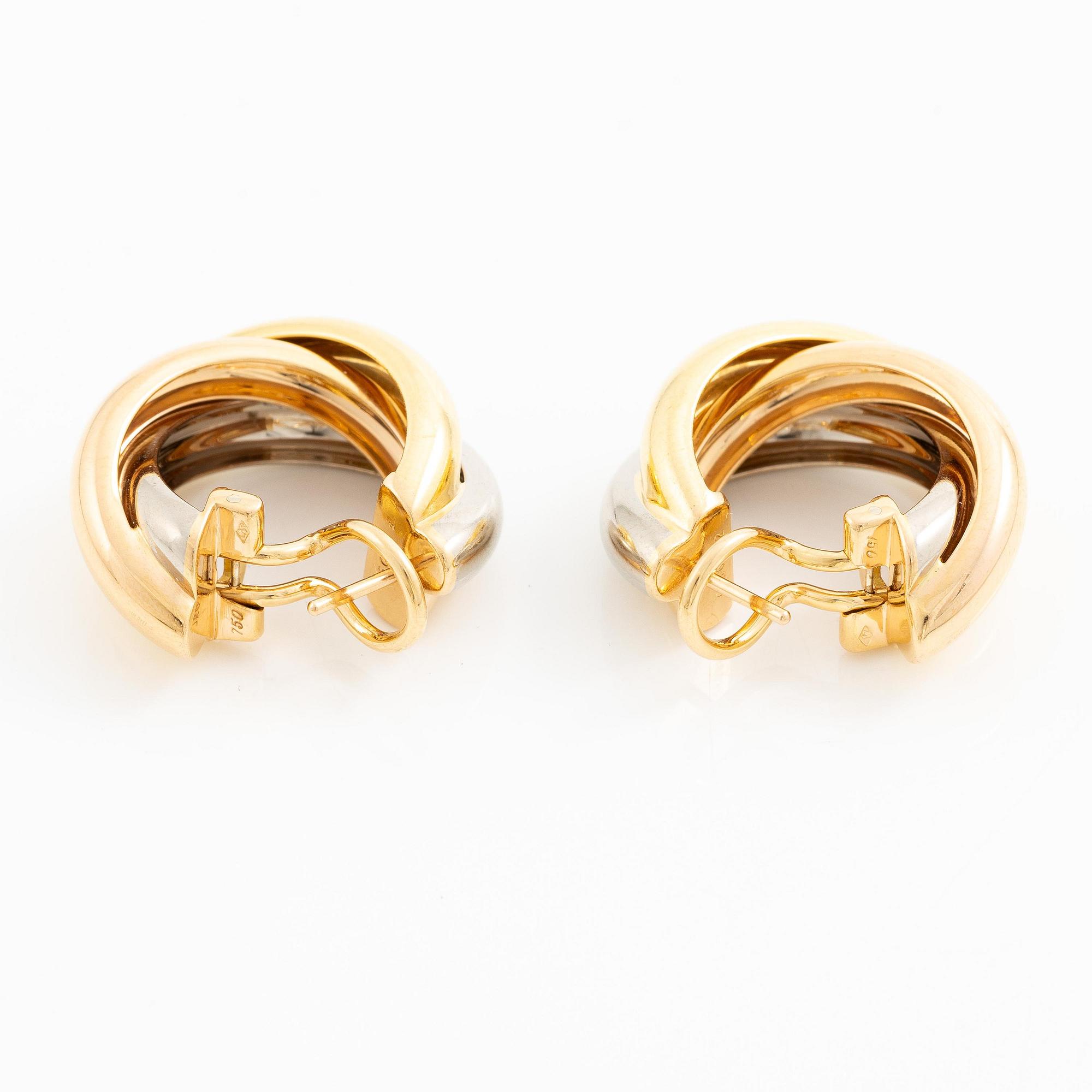 Cartier ett par örhängen "Trinity" 18K guld i tre färger.