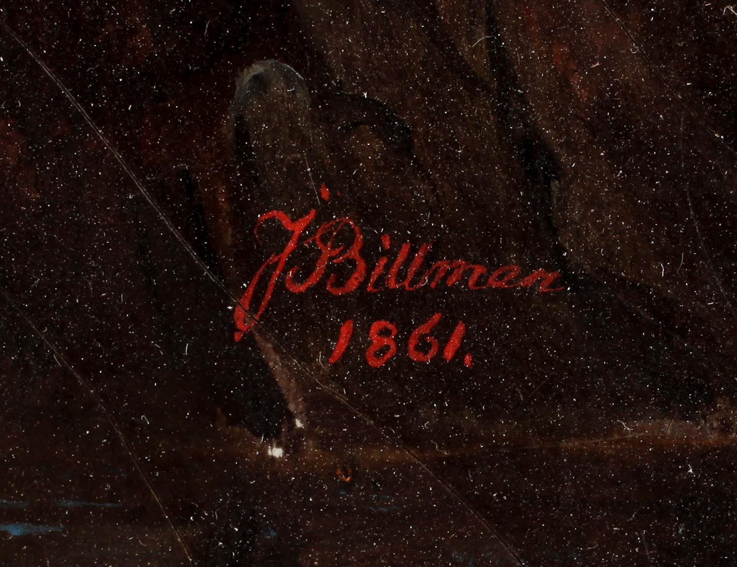 OKÄND KONSTNÄR, olja på duk. Signerad J Billman och daterad 1861.