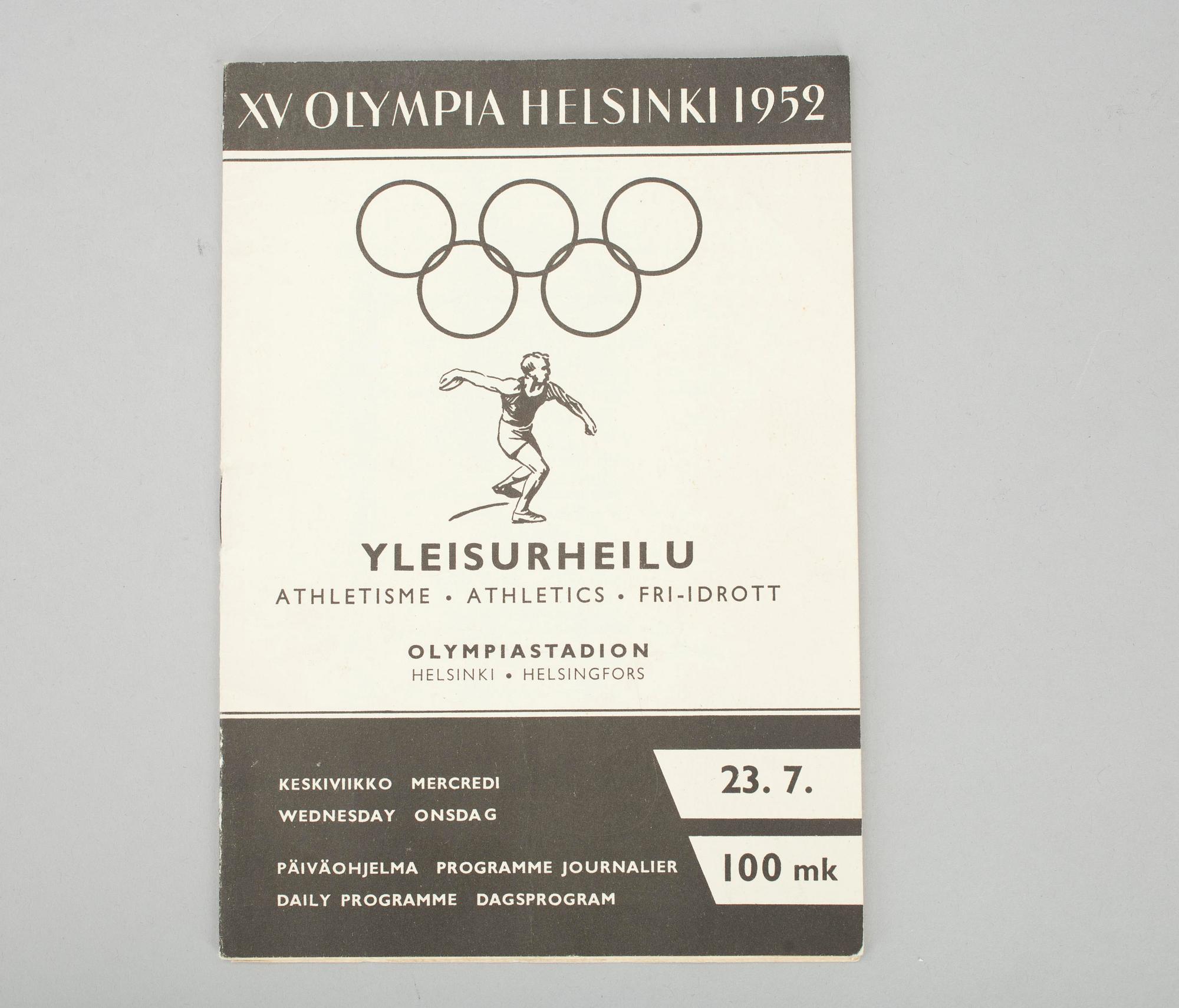OLYMPISK MEMORABILIA, 5 delar, Helsingfors 1952.