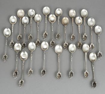 FAT, 3 + 2 st, UPPLÄGGNINGSSKEDAR, ett par samt KAFFESKEDAR, 23 + 18 st, silver 835. Total vikt ca 835 g.