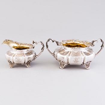 TE- OCH KAFFESERVIS, 5 delar, silver, Carl Johann Tegelsten, Sankt Petersburg 1841-44.