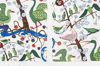 Josef Frank, a pair of curtains, 'Gröna Fåglar', Firma Svenskt Tenn.