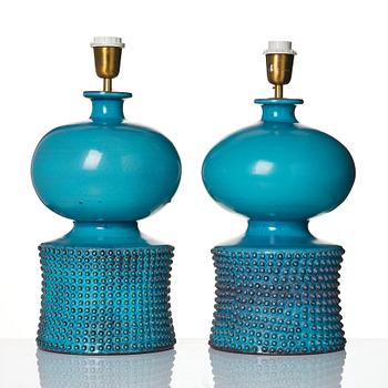 Stig Lindberg, bordslampor, ett par, Gustavsbergs studio 1966.