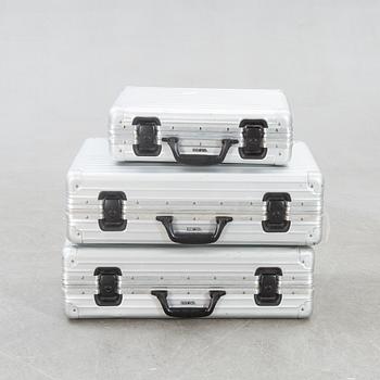 Bags, Rimowa, 3 pcs, aluminum, late 20th century.