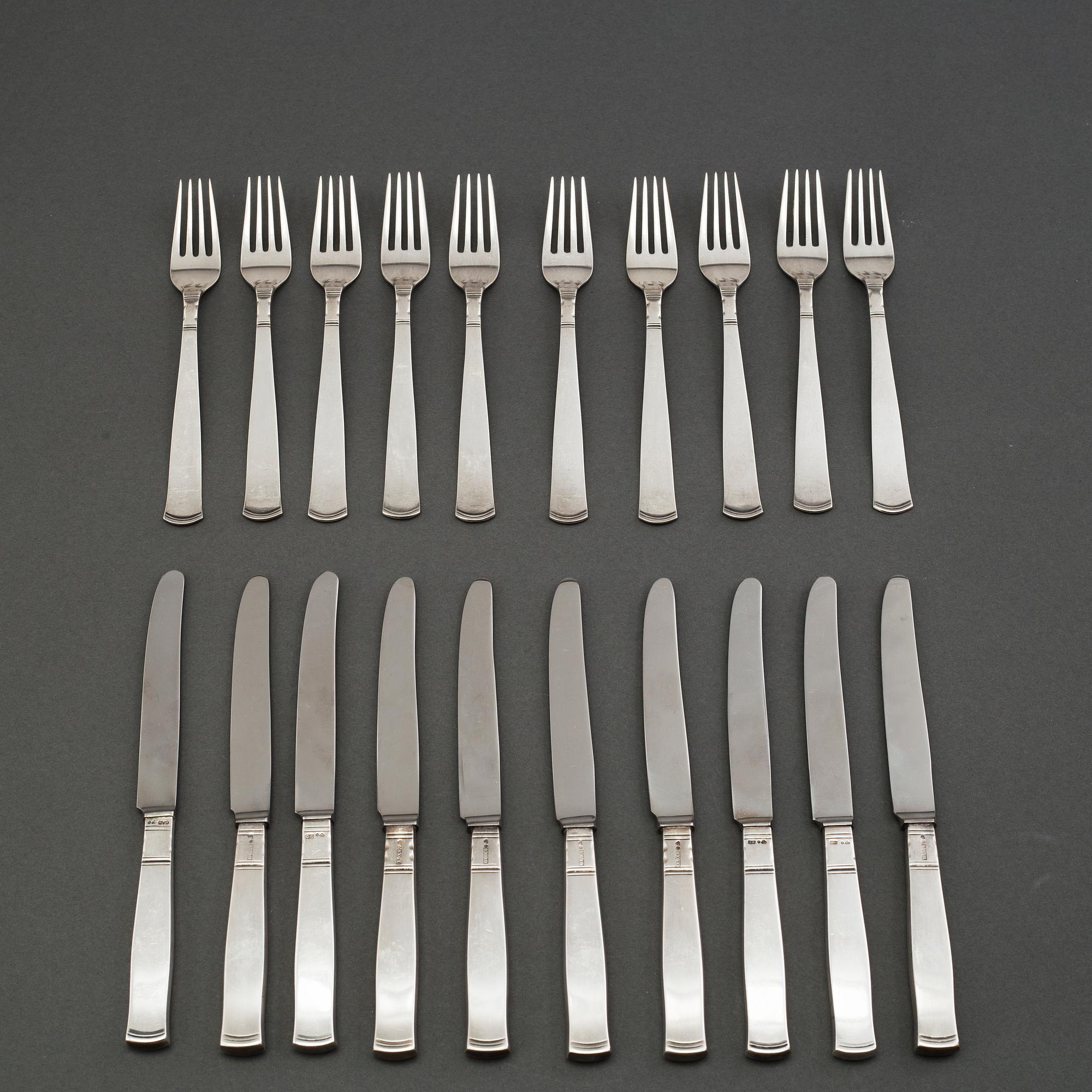 20 pieces silver cutlery 'Rosenholm' by GAB Stockholm and Eskilstuna.