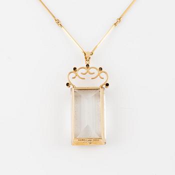 Pendant with chain, 18k gold and rock crystal, Stigbert.