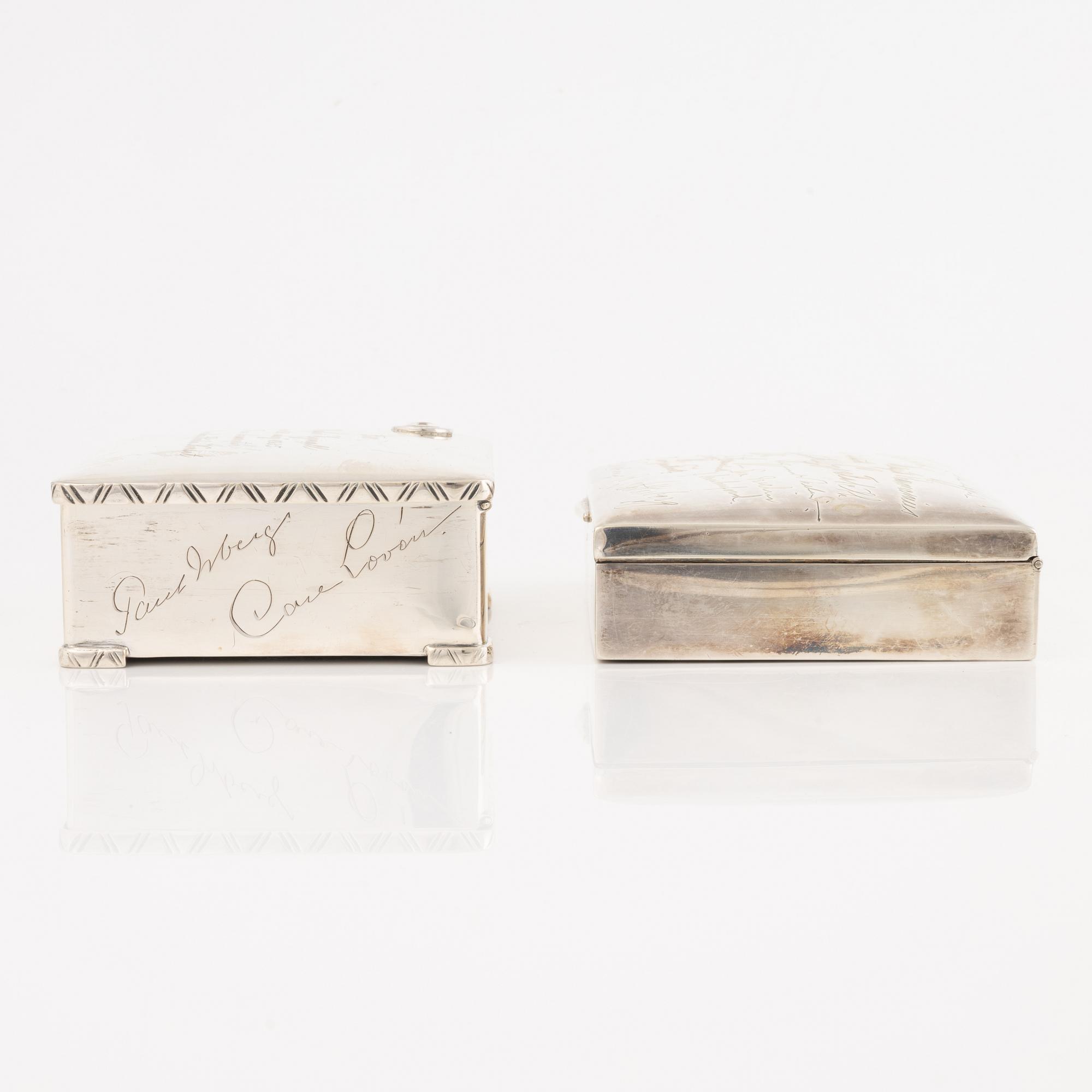 Cigarette cases 2 pcs, silver, CG Hallberg 1925 and 1934.