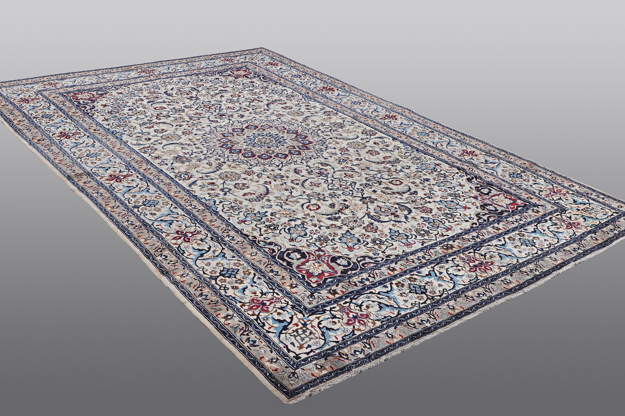 A carpet, Nain, so called 9 laa, part silk, ca 360 x 240 cm.